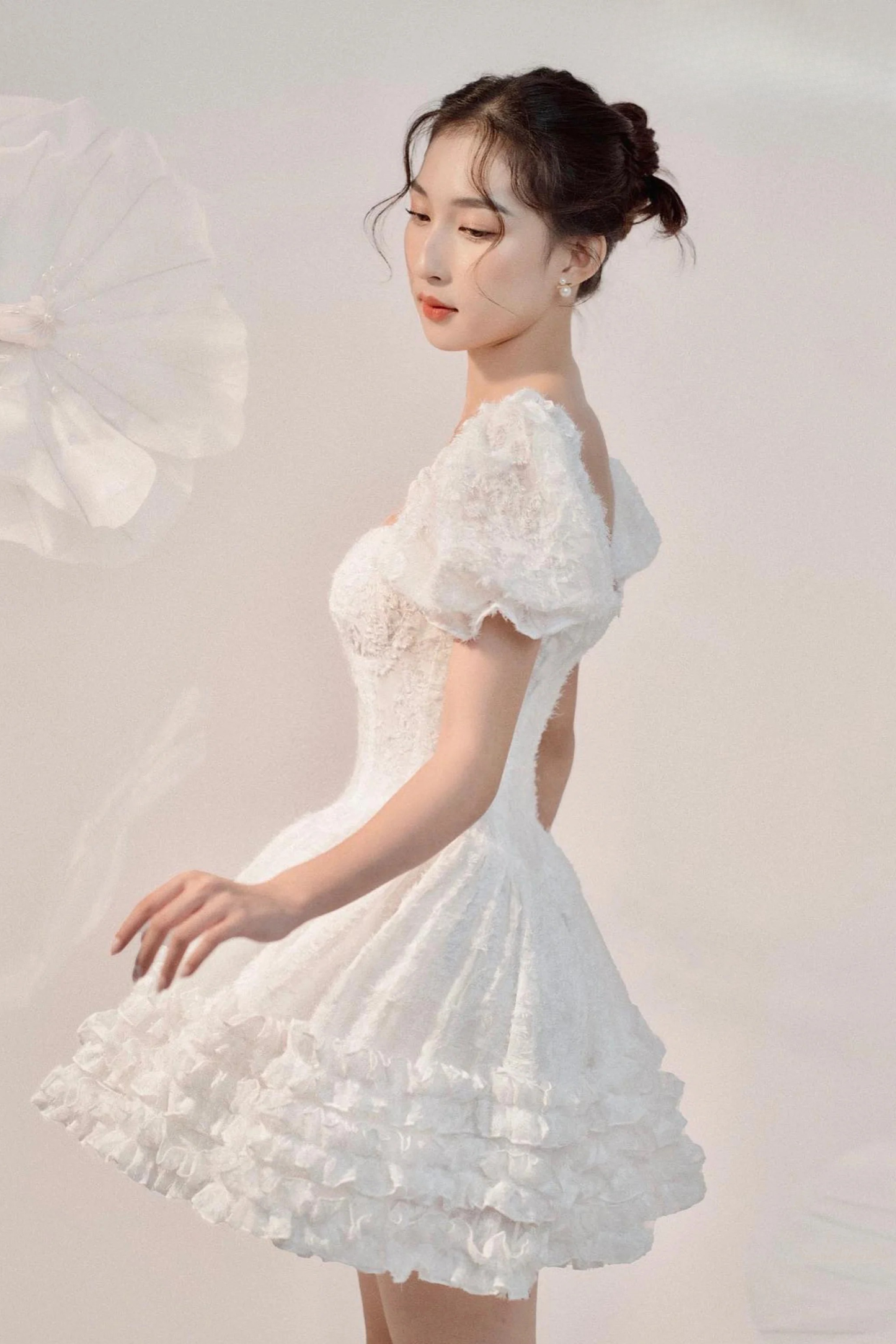 Daisy - Puff Sleeve Little White Dress