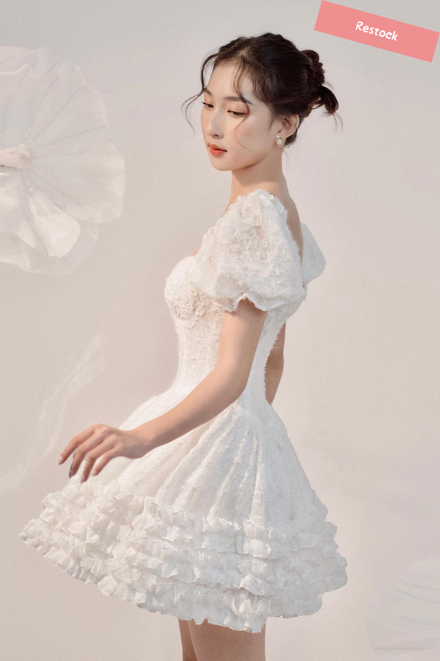 Daisy - Puff Sleeve Little White Dress