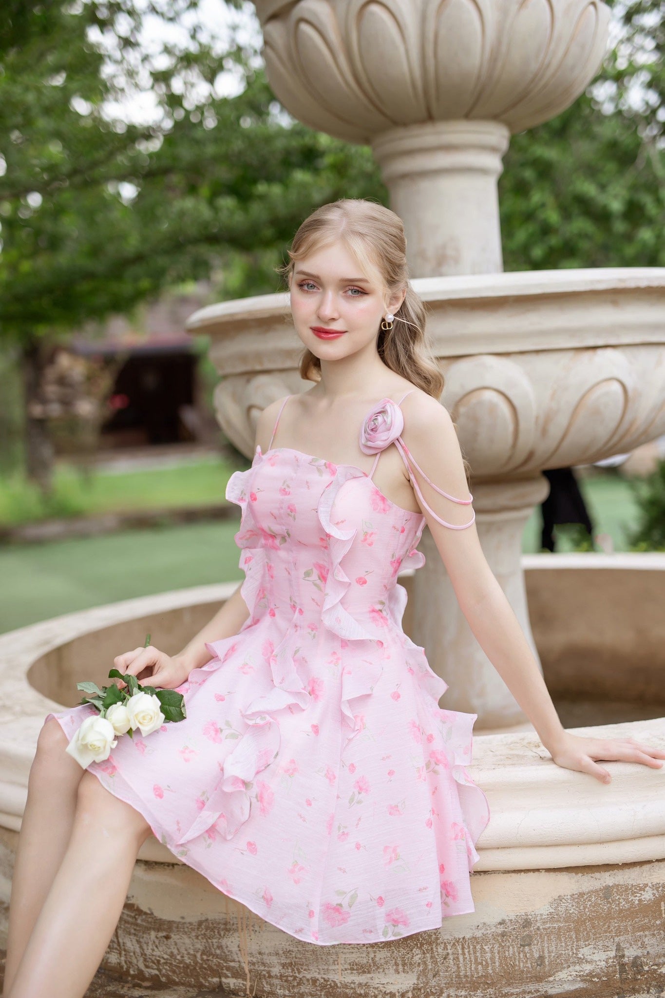 Rosa - pink floral mini dress