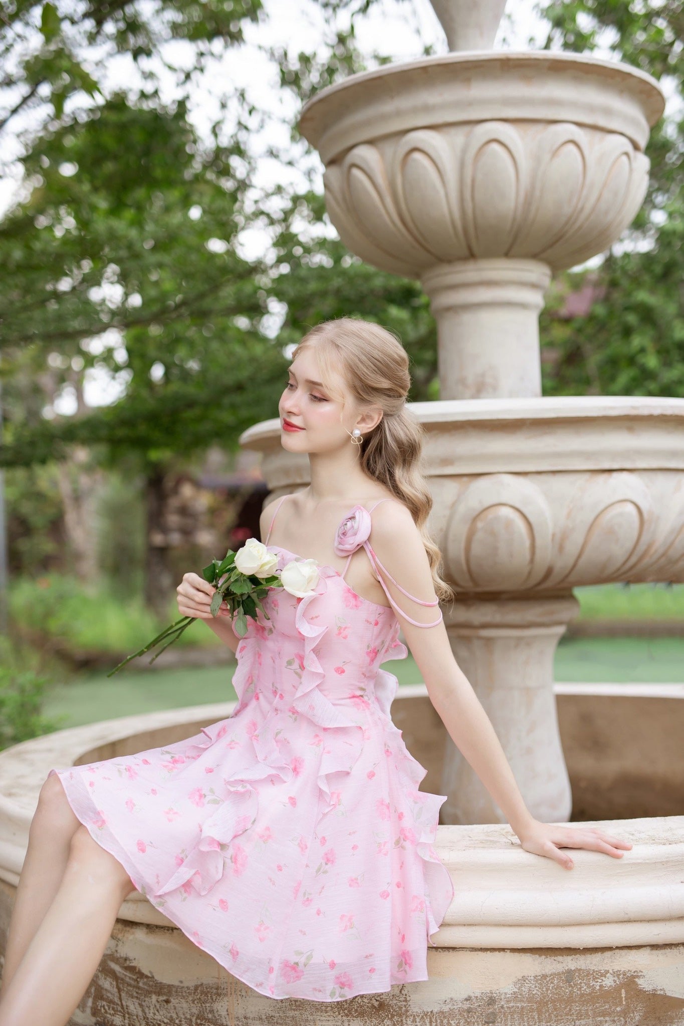 Rosa - pink floral mini dress