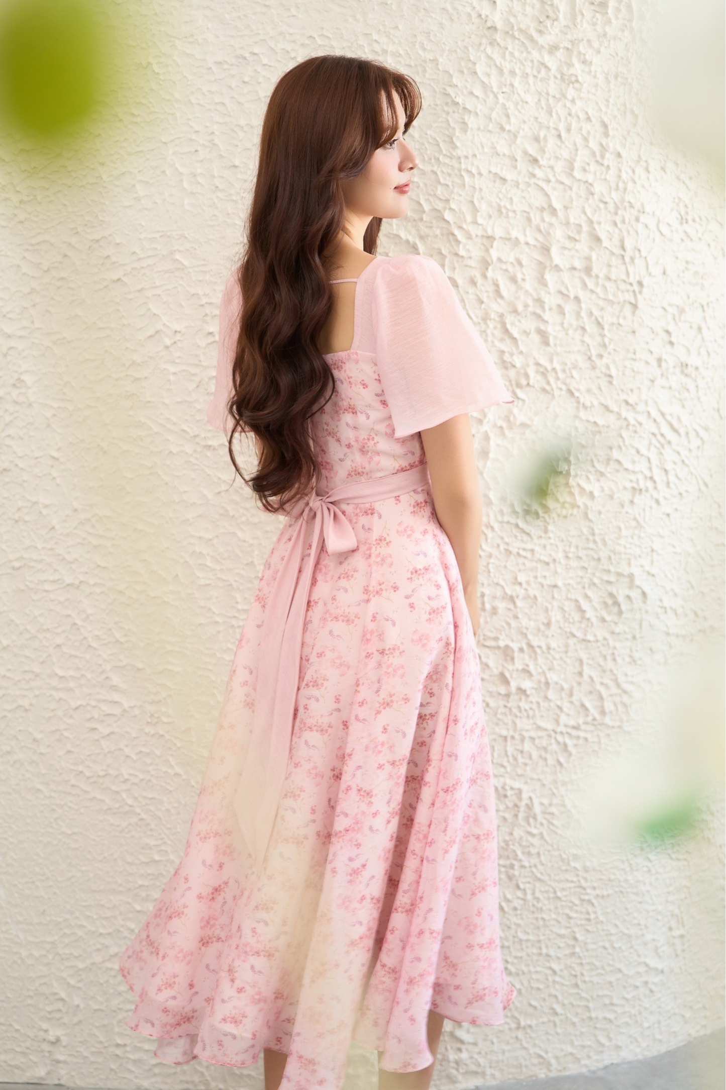 Aster Dress - Pink Floral Midi Dress