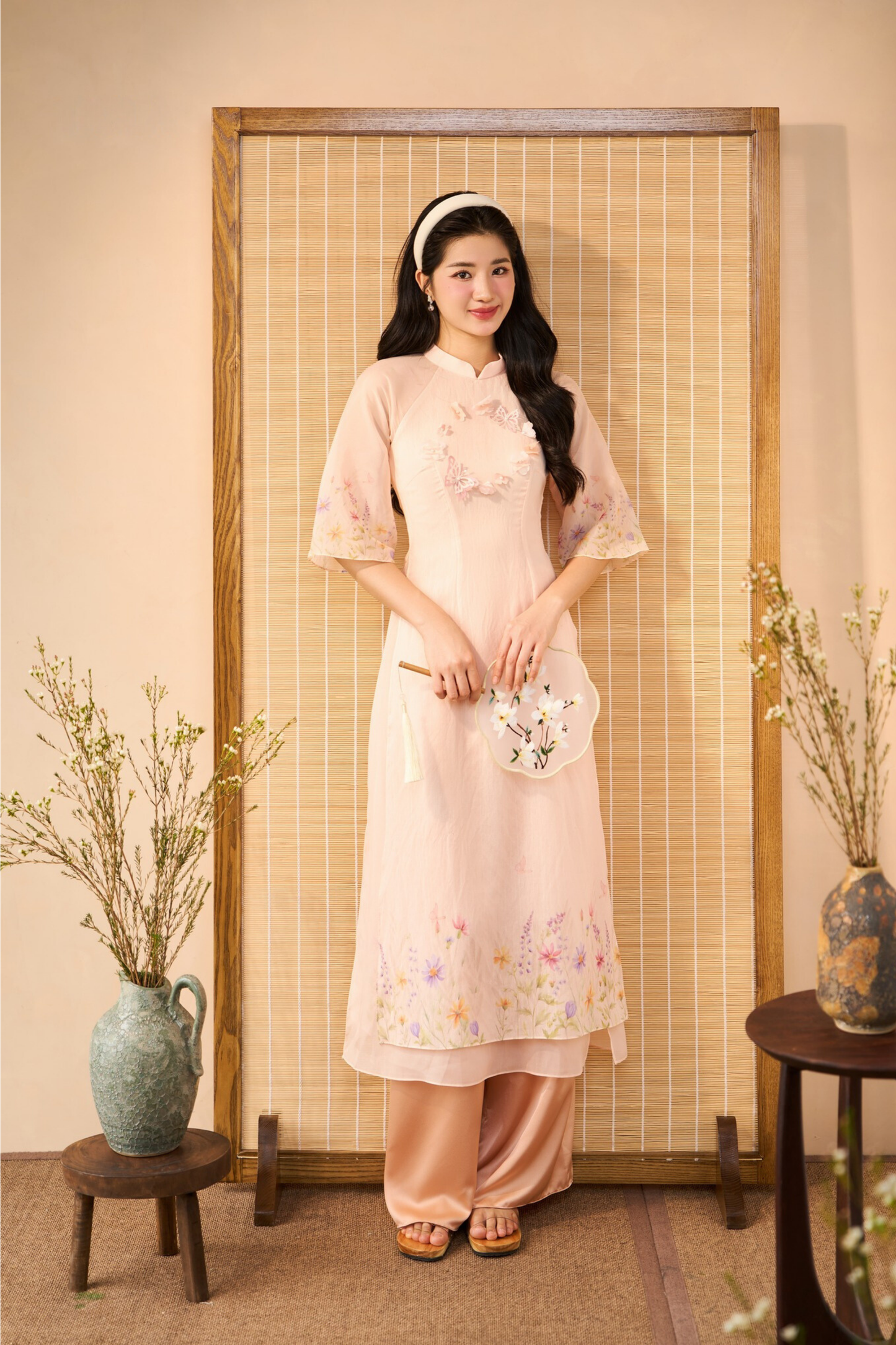 Multi-Printed Wildflower Modern Ao Dai (with pants)