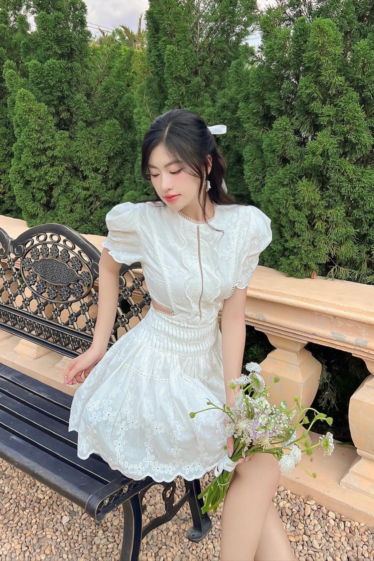 Hailey Floral White Mini Dress