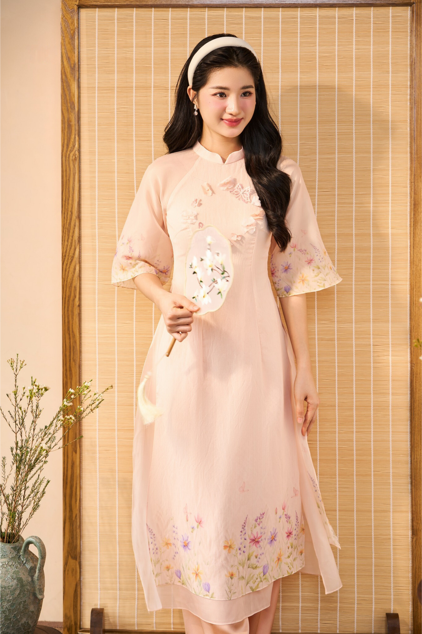 Multi-Printed Wildflower Modern Ao Dai (with pants)