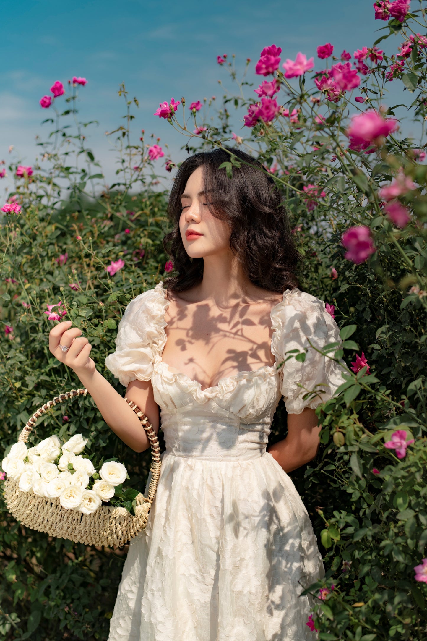 Amie - Cream corset midi dress