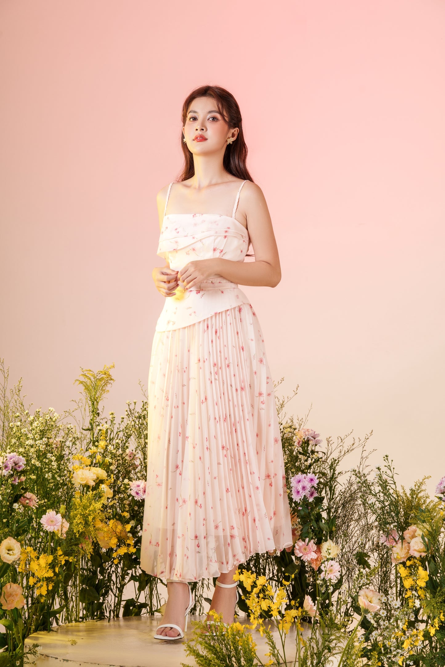 Alice - pink mini floral dress