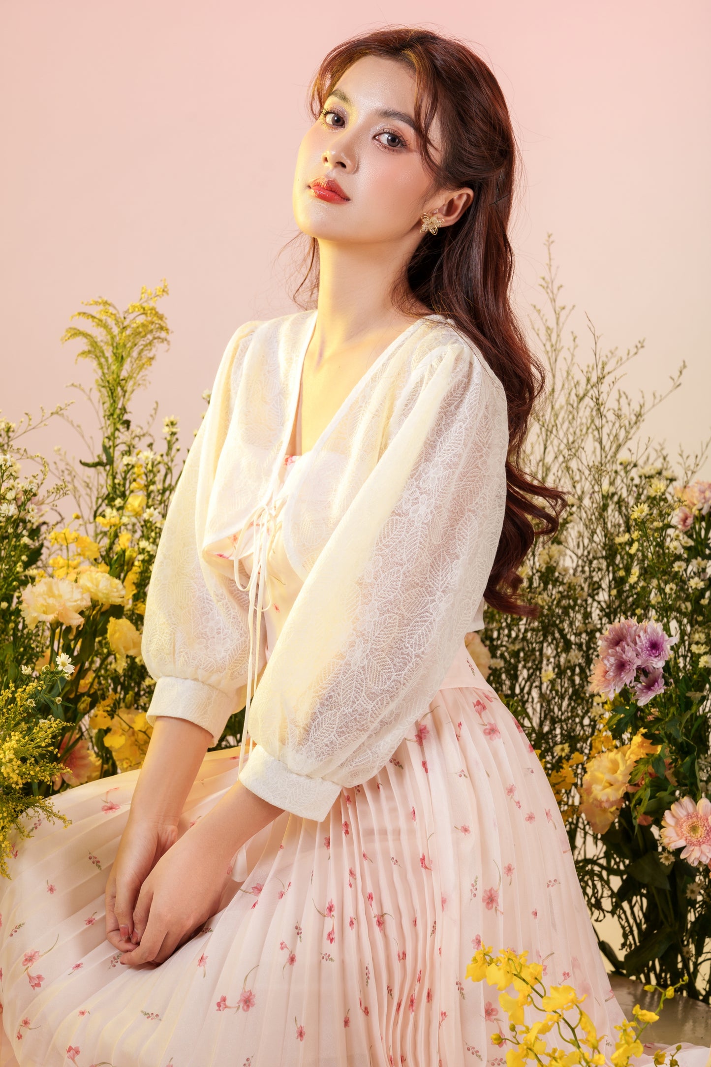 Alice - pink mini floral dress