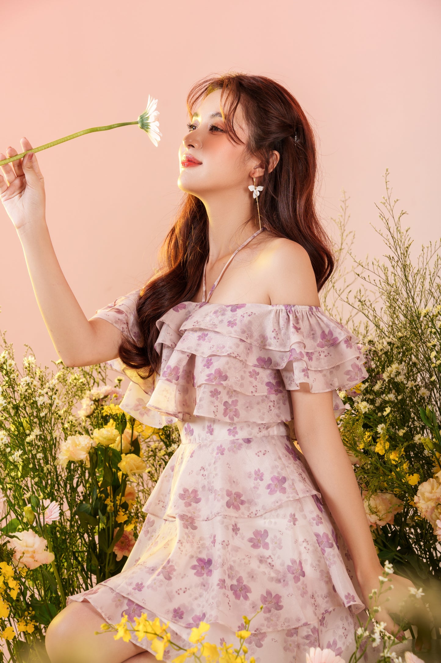 Lily - purple off shoulder mini dress