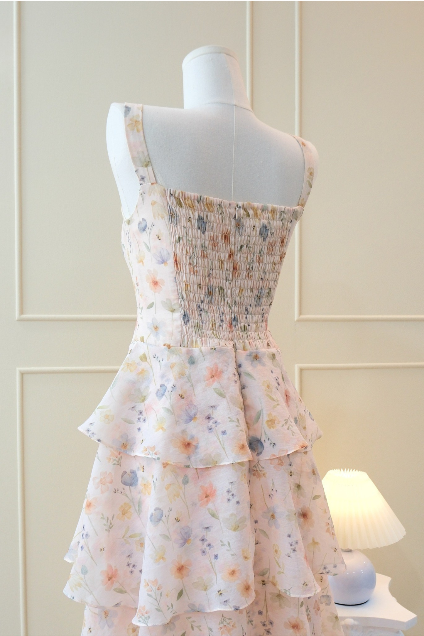 Amber Dress - Pastel Orange Mixed Floral Layer Maxi Dress