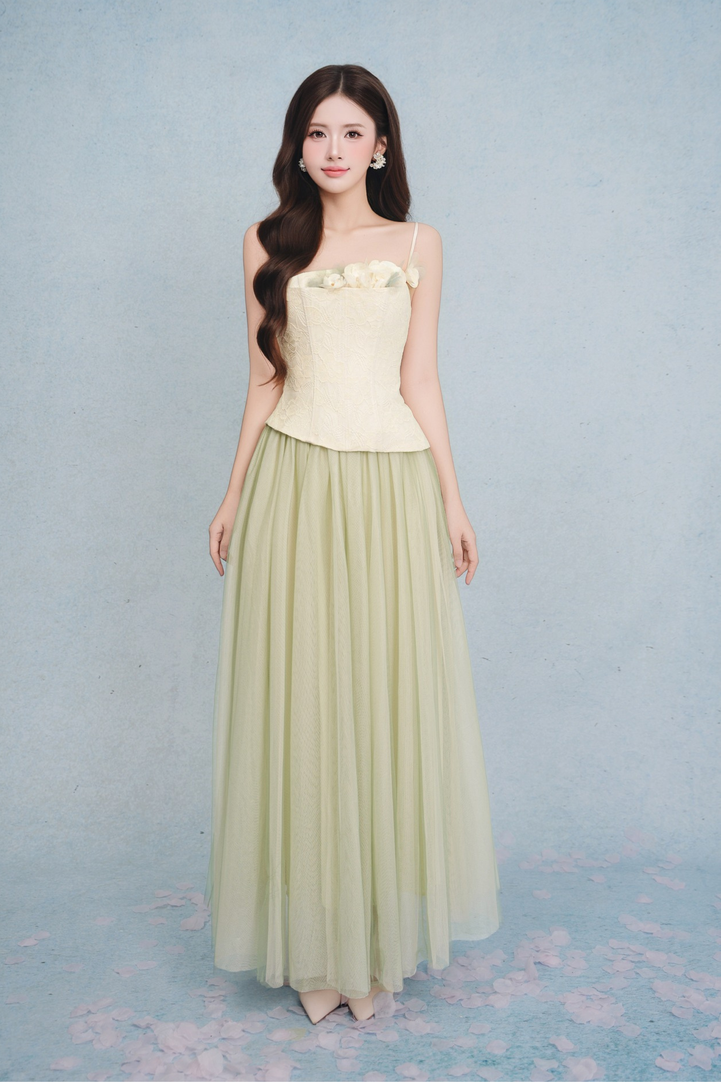 Tiana Sage Set (Top and Long Skirt)