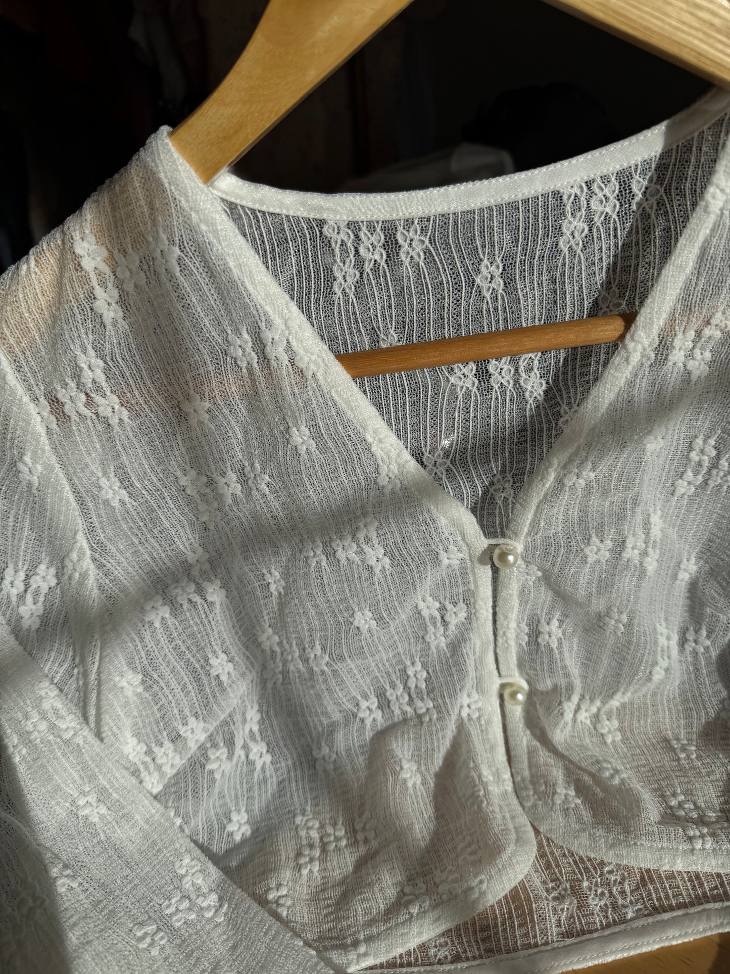 Long Sleeves White Lace Cardigan