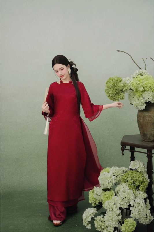Tam - Red Modern Ao Dai (with pants)