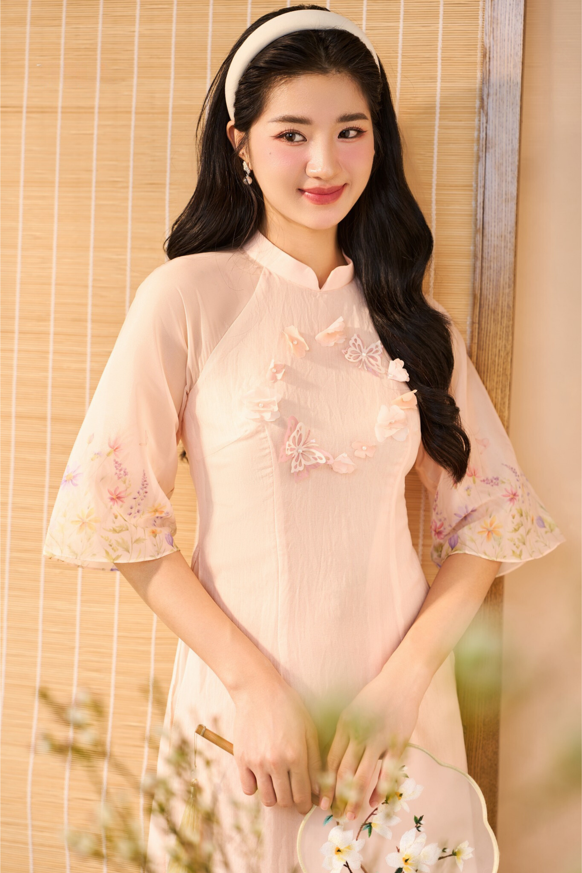modern ao dai dress Front Slit Silk Vietnamese Tunic Dress, Modern Silk Ao Dai, Custom Size AS59