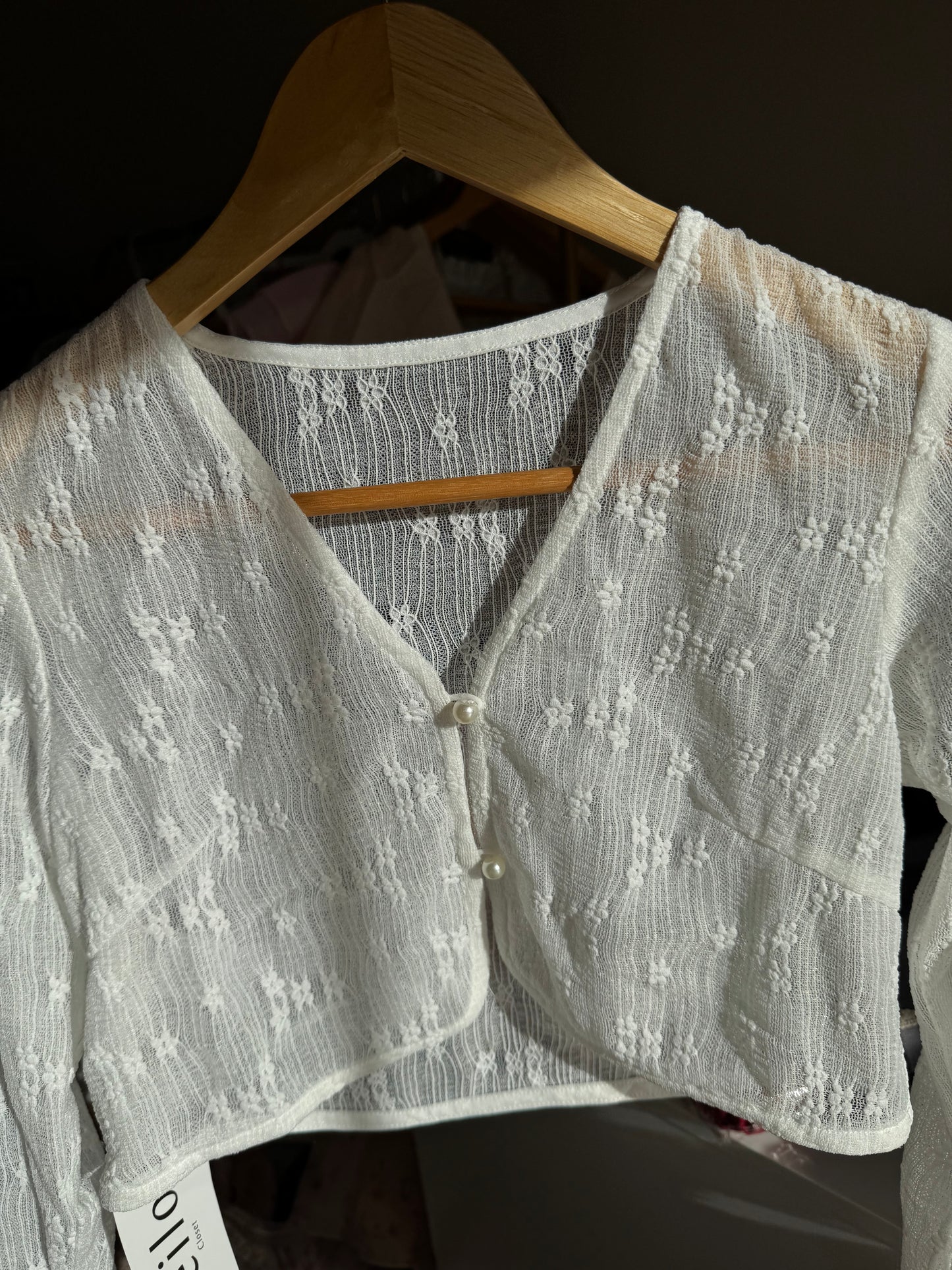 Long Sleeves White Lace Cardigan