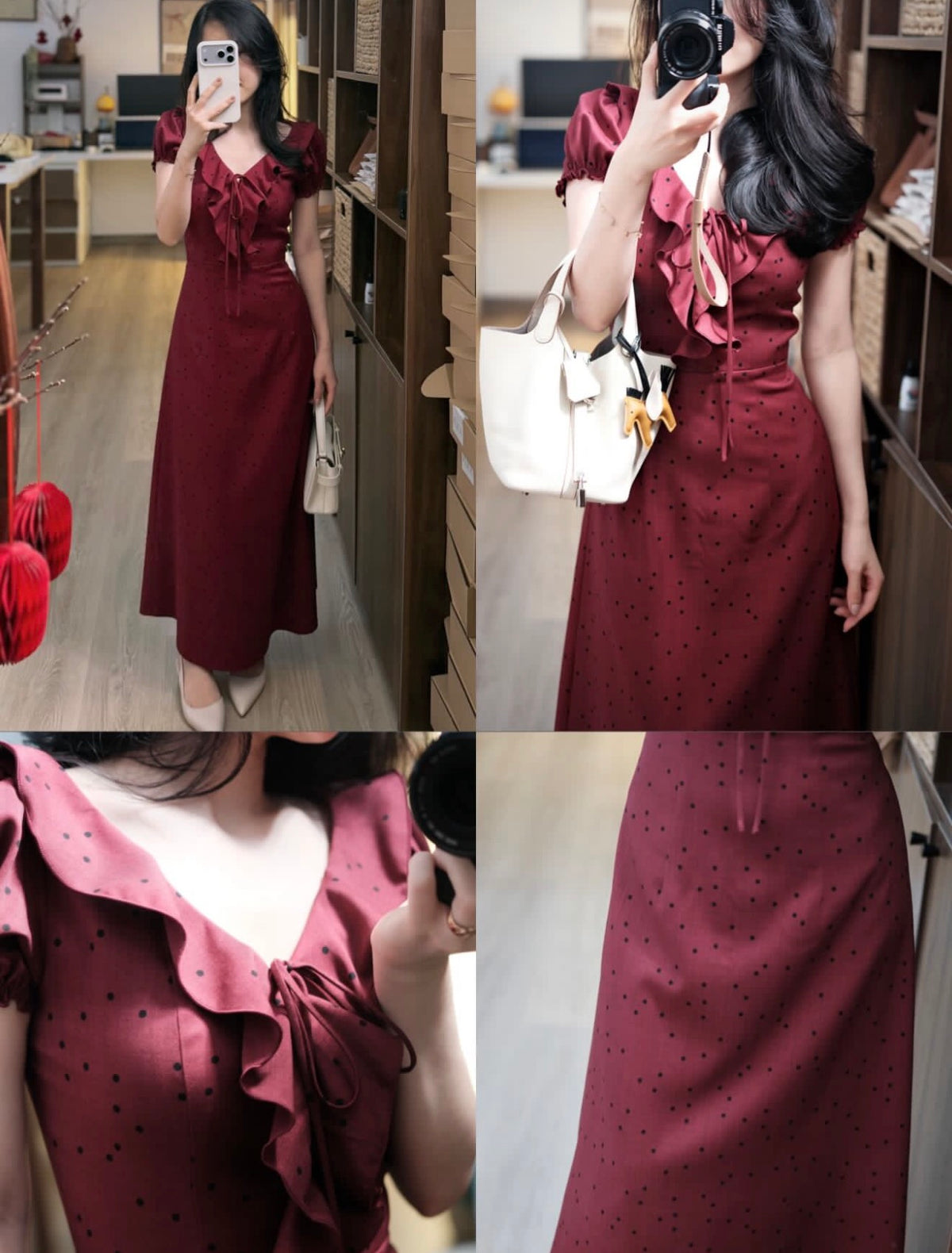 Jollie - polka dot midi dress