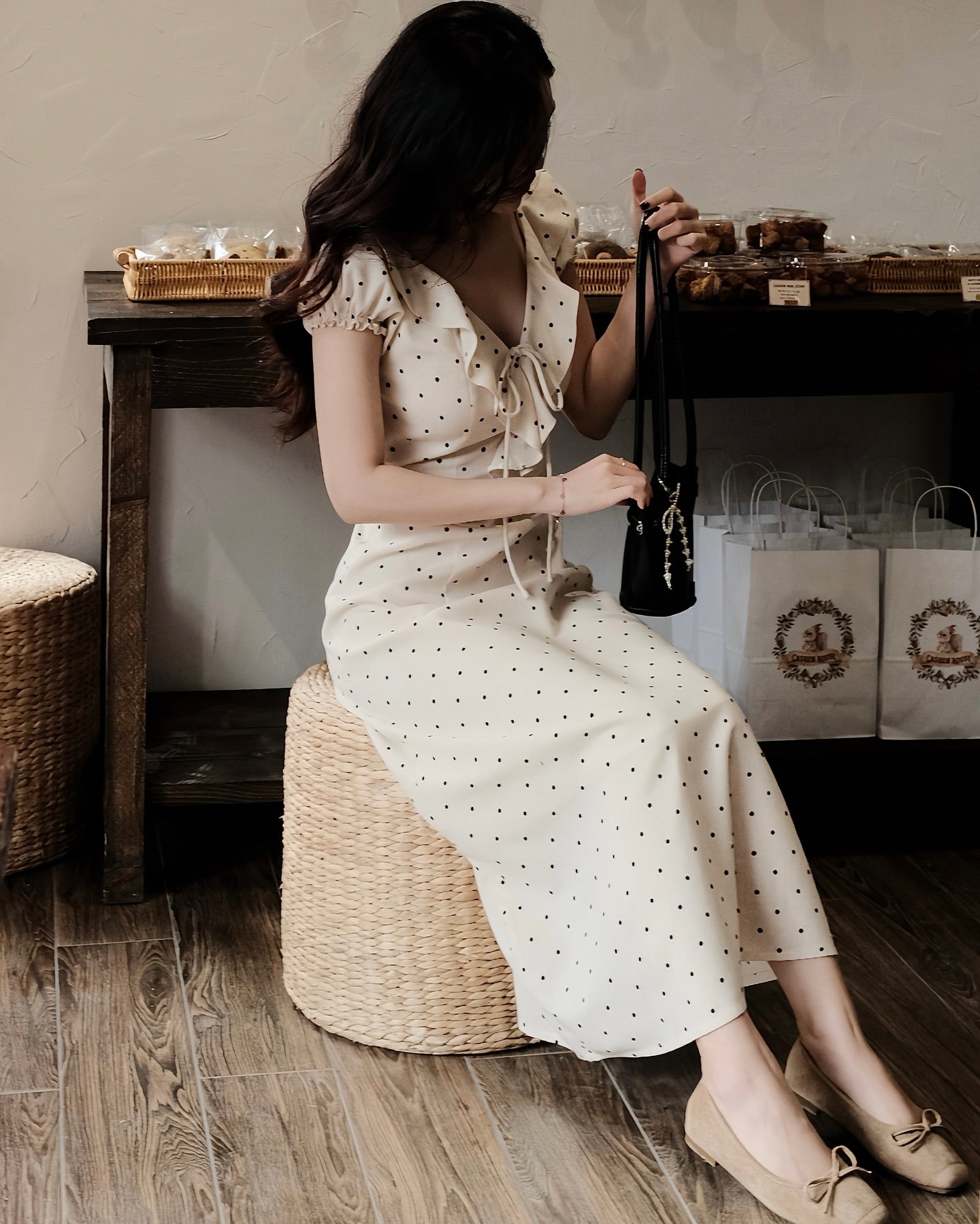 Jollie - polka dot midi dress